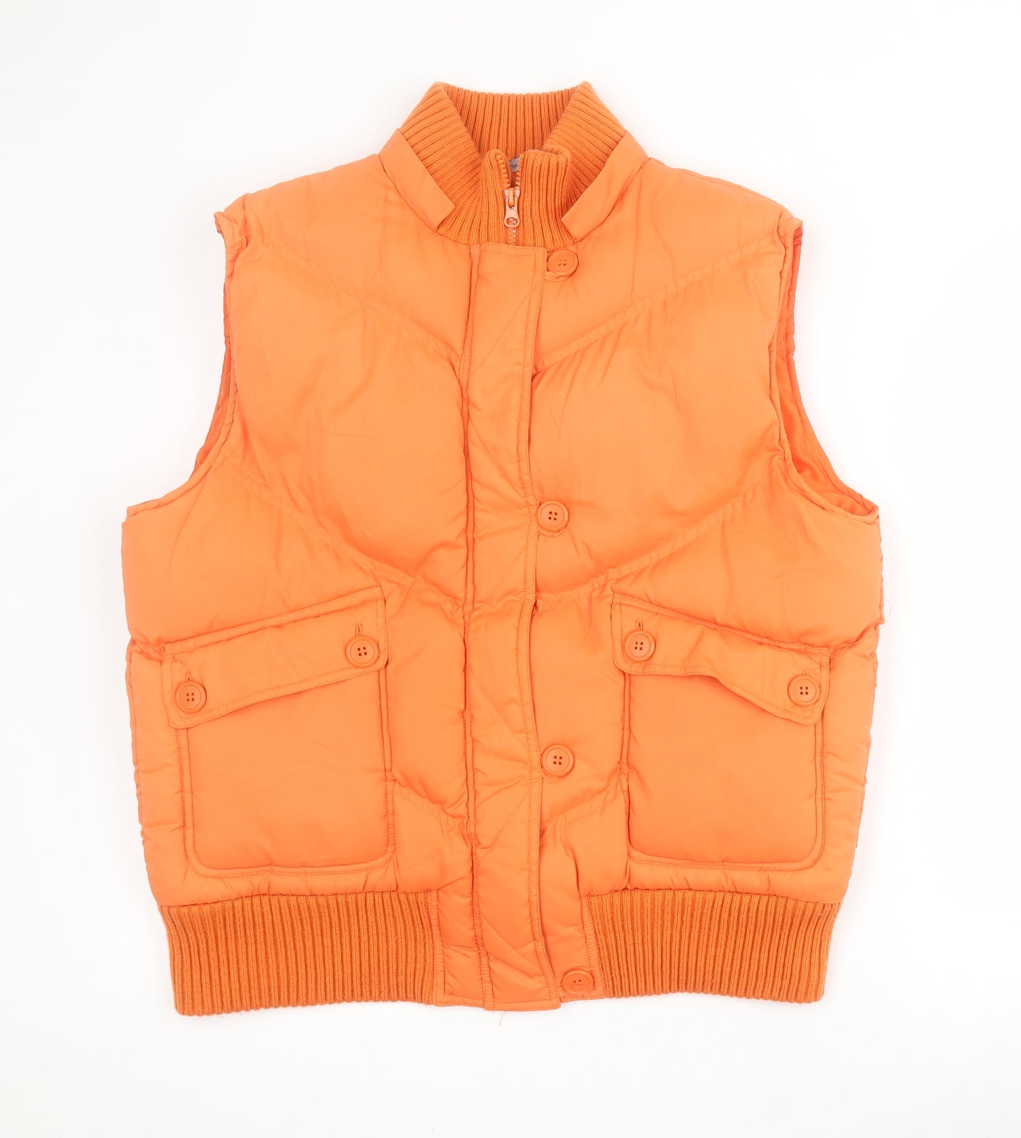 Dunnes Womens Orange   Gilet Coat Size 18  Zip