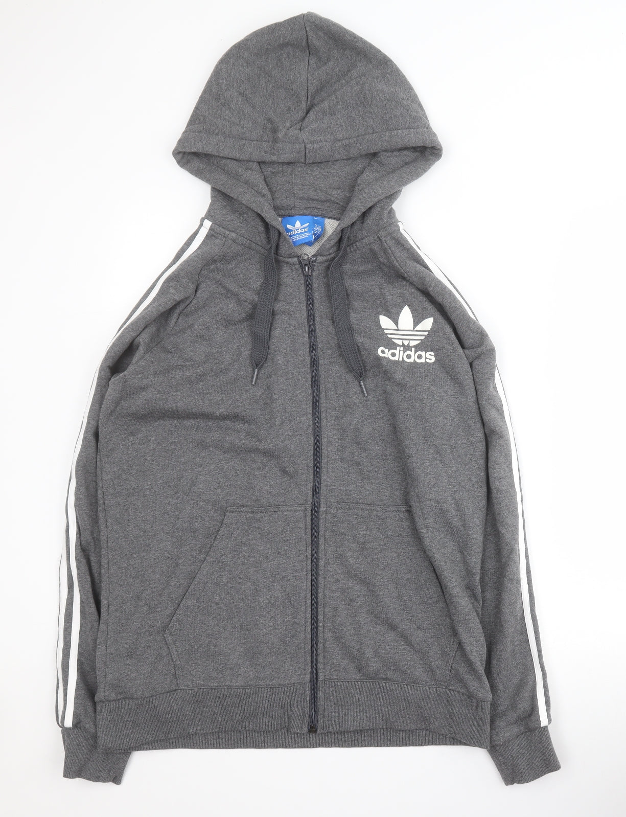 adidas Mens Grey  Cotton Full Zip Hoodie Size L