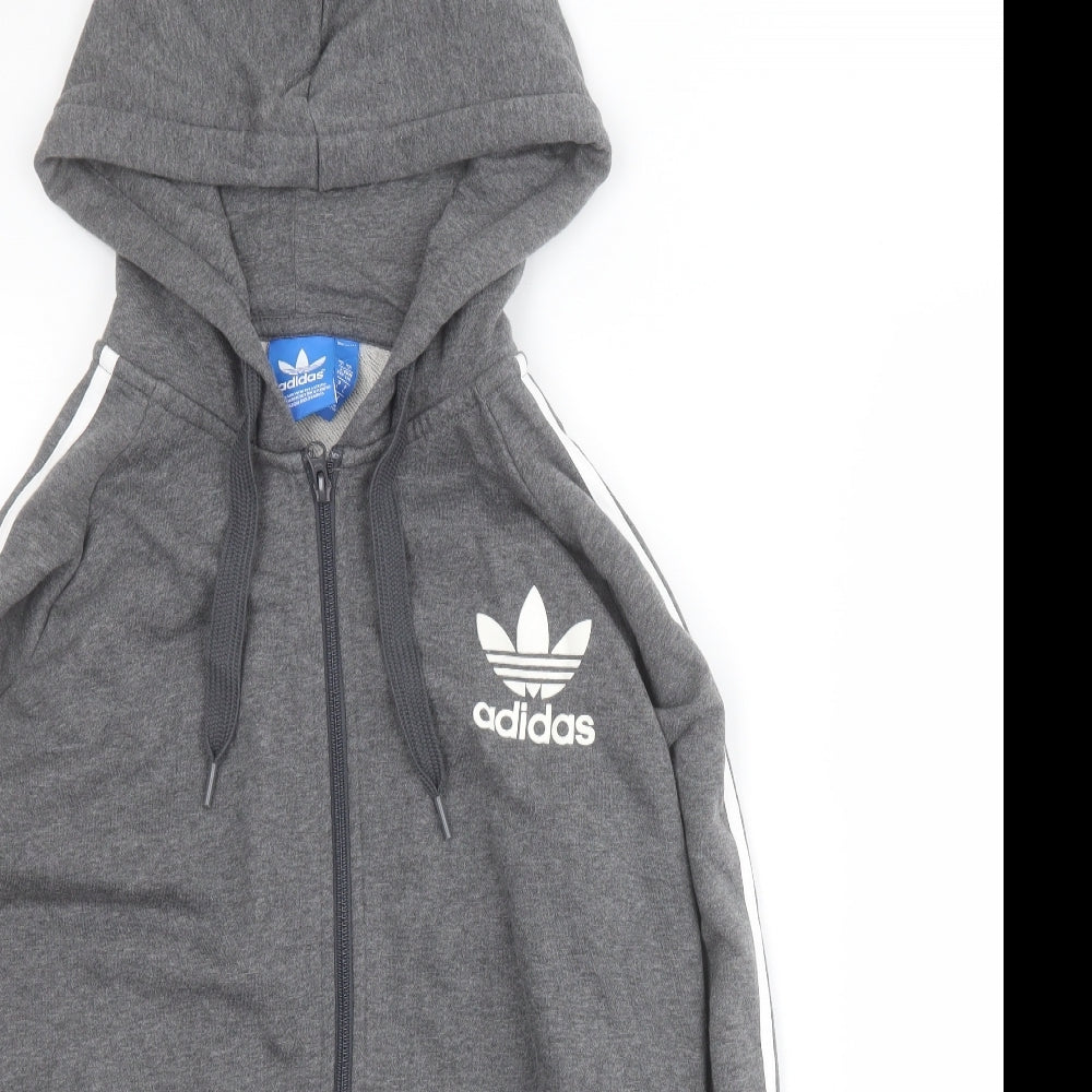 adidas Mens Grey  Cotton Full Zip Hoodie Size L