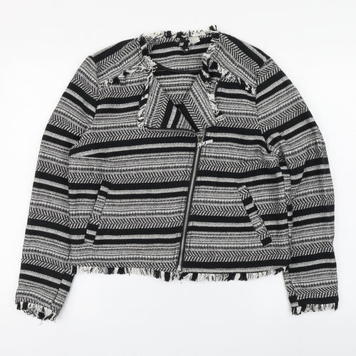 H&M Womens Black Striped  Jacket  Size 16  Zip