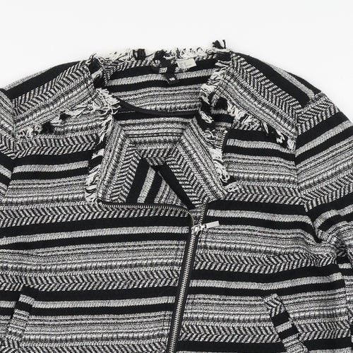 H&M Womens Black Striped  Jacket  Size 16  Zip