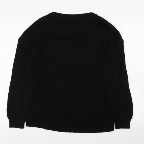 George Womens Black Boat Neck  Acrylic Pullover Jumper Size 12