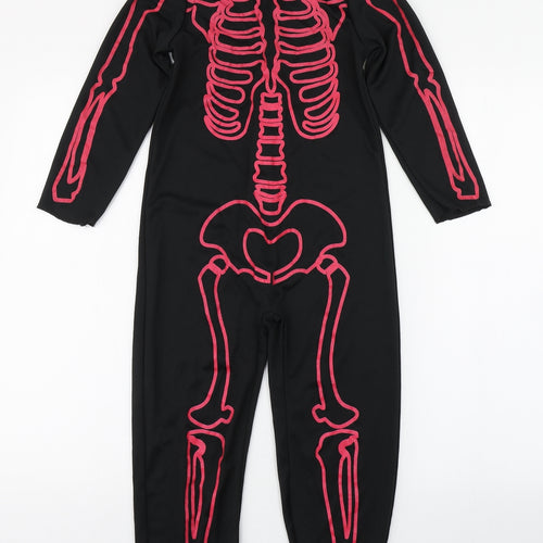 Wilko Girls Black  Polyester Jumpsuit One-Piece Size 5-6 Years  Hook & Loop - Skeleton Costume