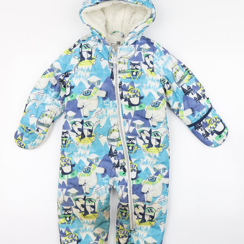PEP&CO. Boys Multicoloured Geometric Polyester Coverall One-Piece Size 18-24 Months  Zip