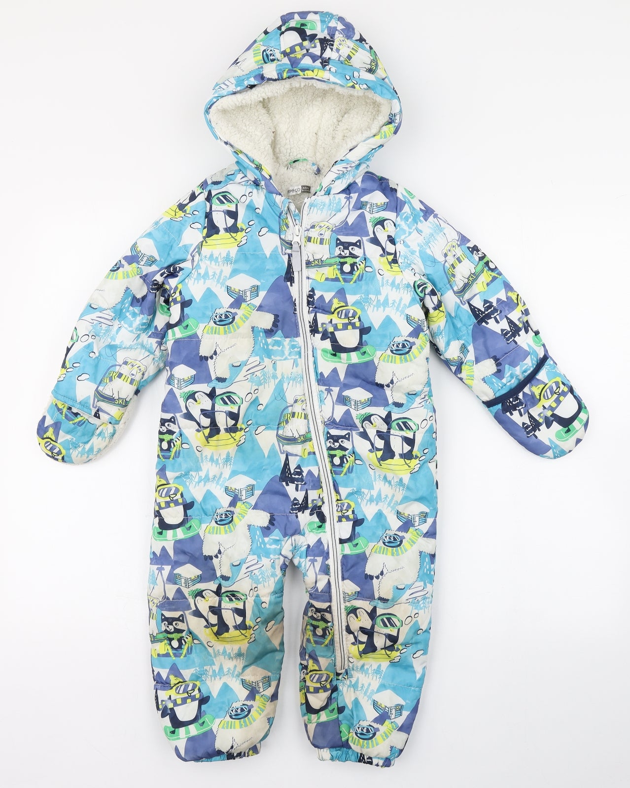 PEP&CO. Boys Multicoloured Geometric Polyester Coverall One-Piece Size 18-24 Months  Zip