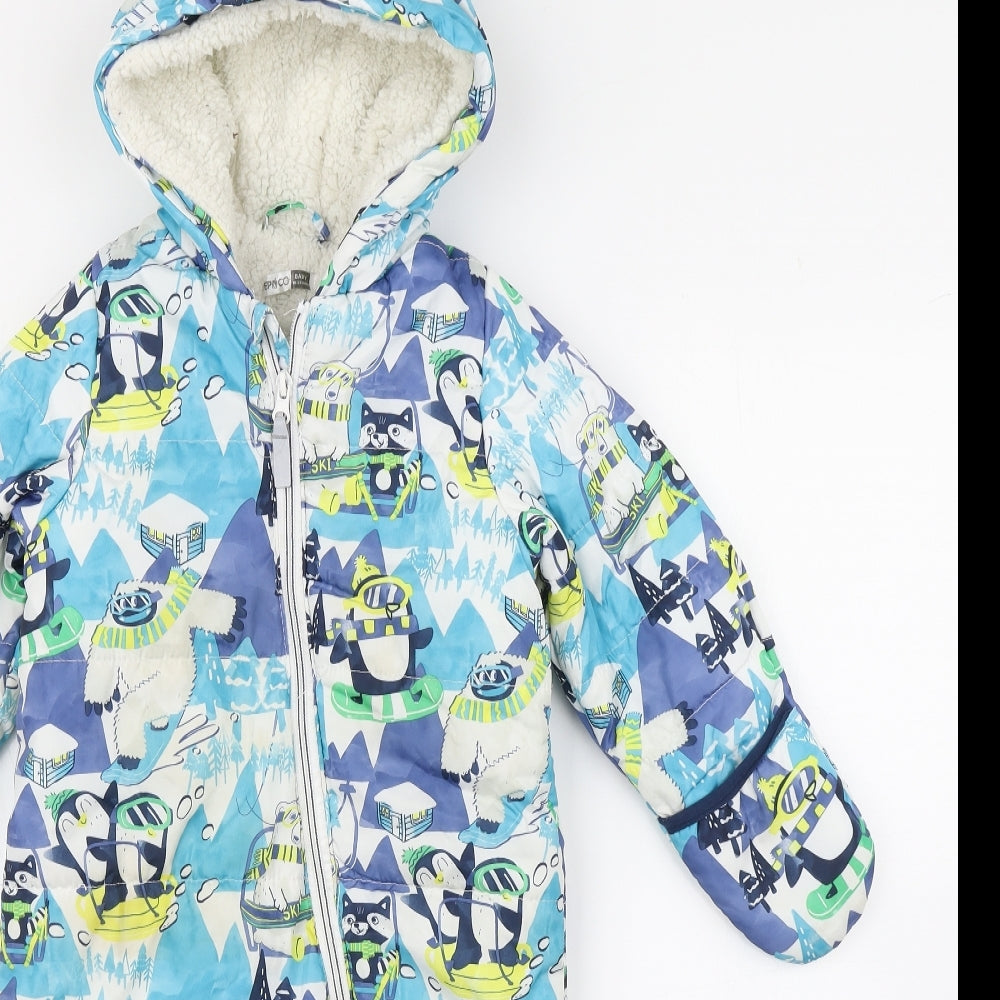 PEP&CO. Boys Multicoloured Geometric Polyester Coverall One-Piece Size 18-24 Months  Zip