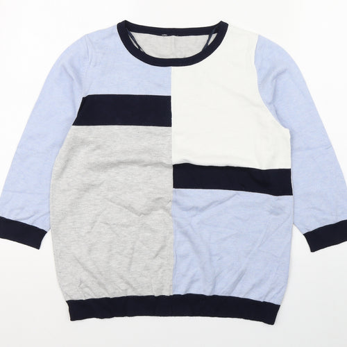 M&Co Womens Blue Round Neck  Viscose Pullover Jumper Size M