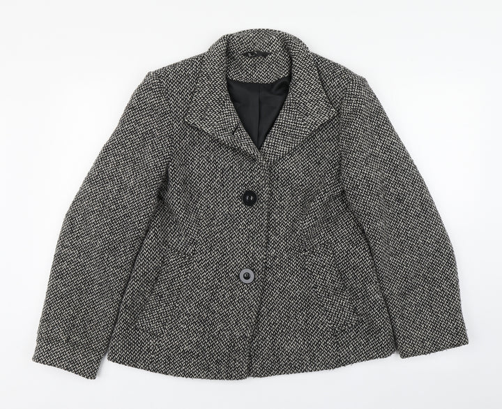 BHS Womens Black Jacket Blazer Size 12 Button