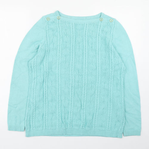 Preworn Womens Blue Square Neck  Cotton Pullover Jumper Size M