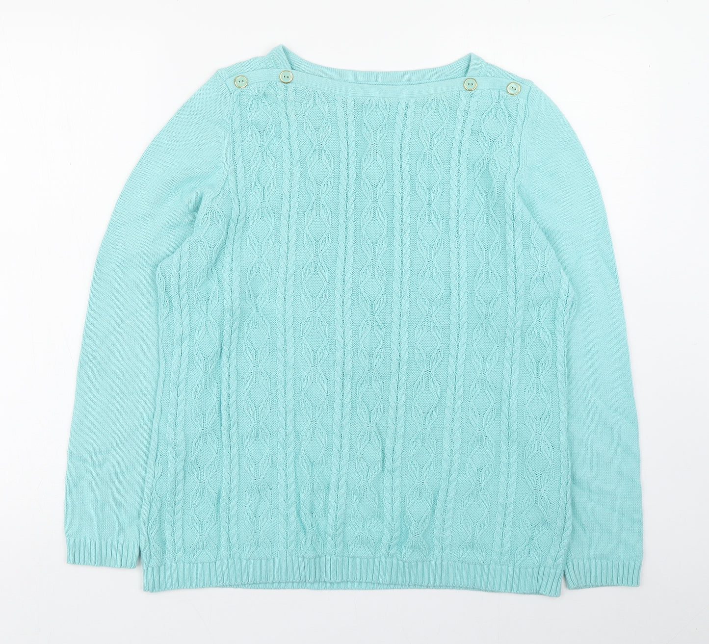 Preworn Womens Blue Square Neck  Cotton Pullover Jumper Size M