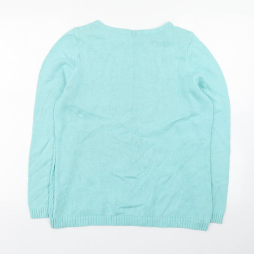 Preworn Womens Blue Square Neck  Cotton Pullover Jumper Size M