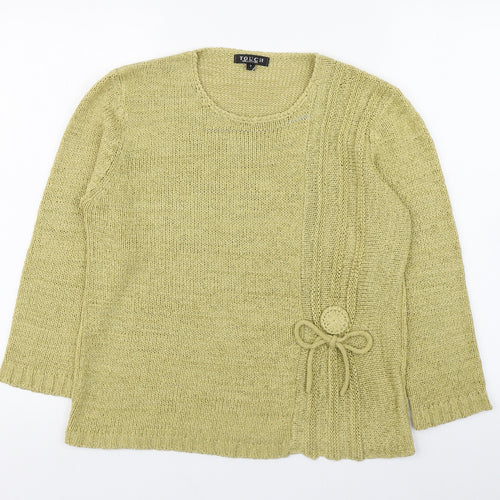 Touch Womens Green Scoop Neck  Acrylic Pullover Jumper Size S
