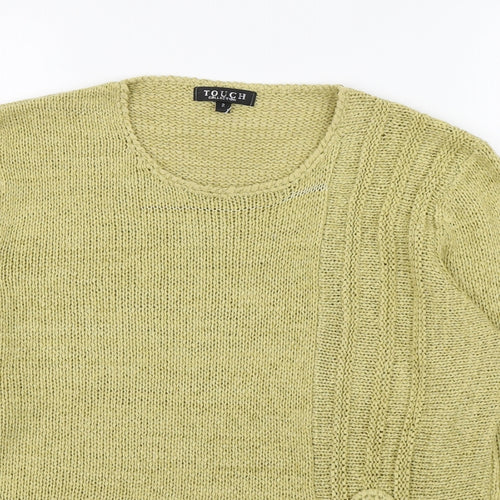 Touch Womens Green Scoop Neck  Acrylic Pullover Jumper Size S