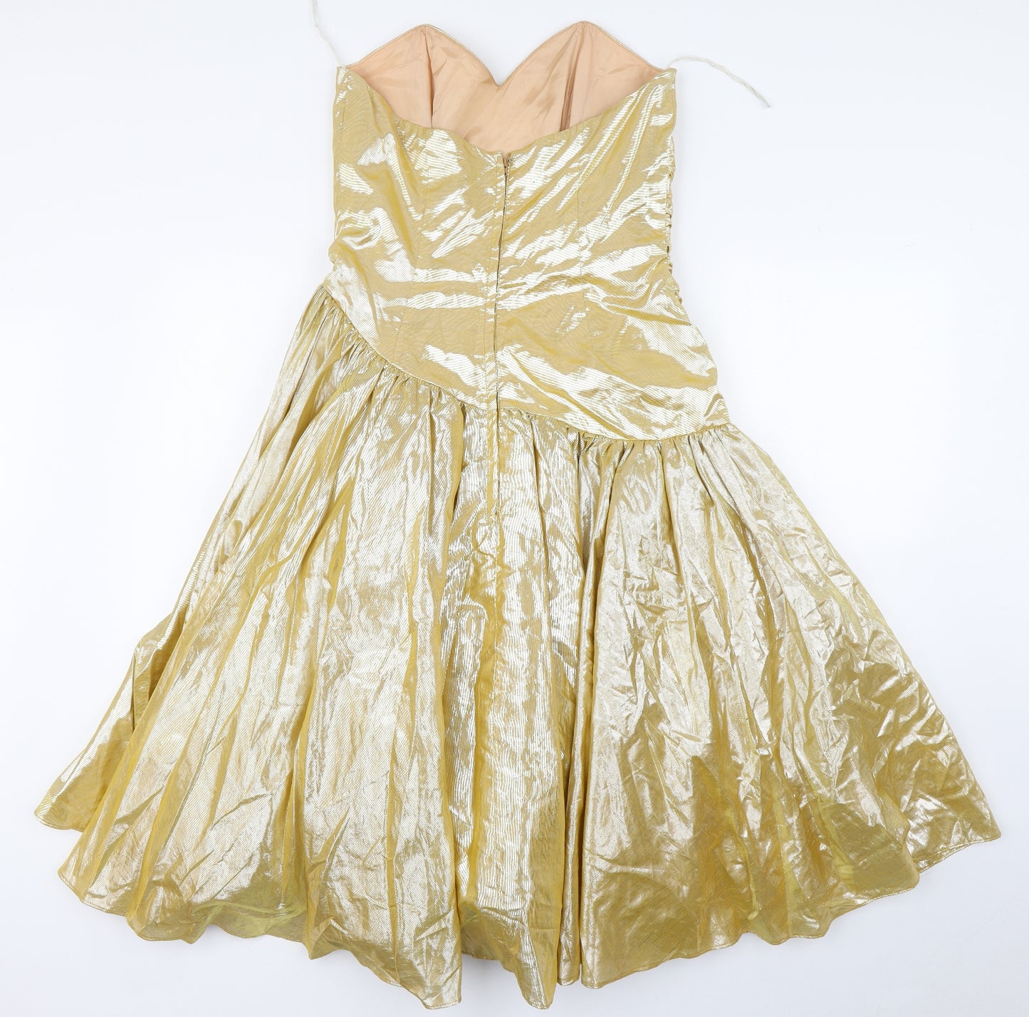 Roots Womens Gold  Viscose Ball Gown  Size 14  Sweetheart Zip - Prom Dress