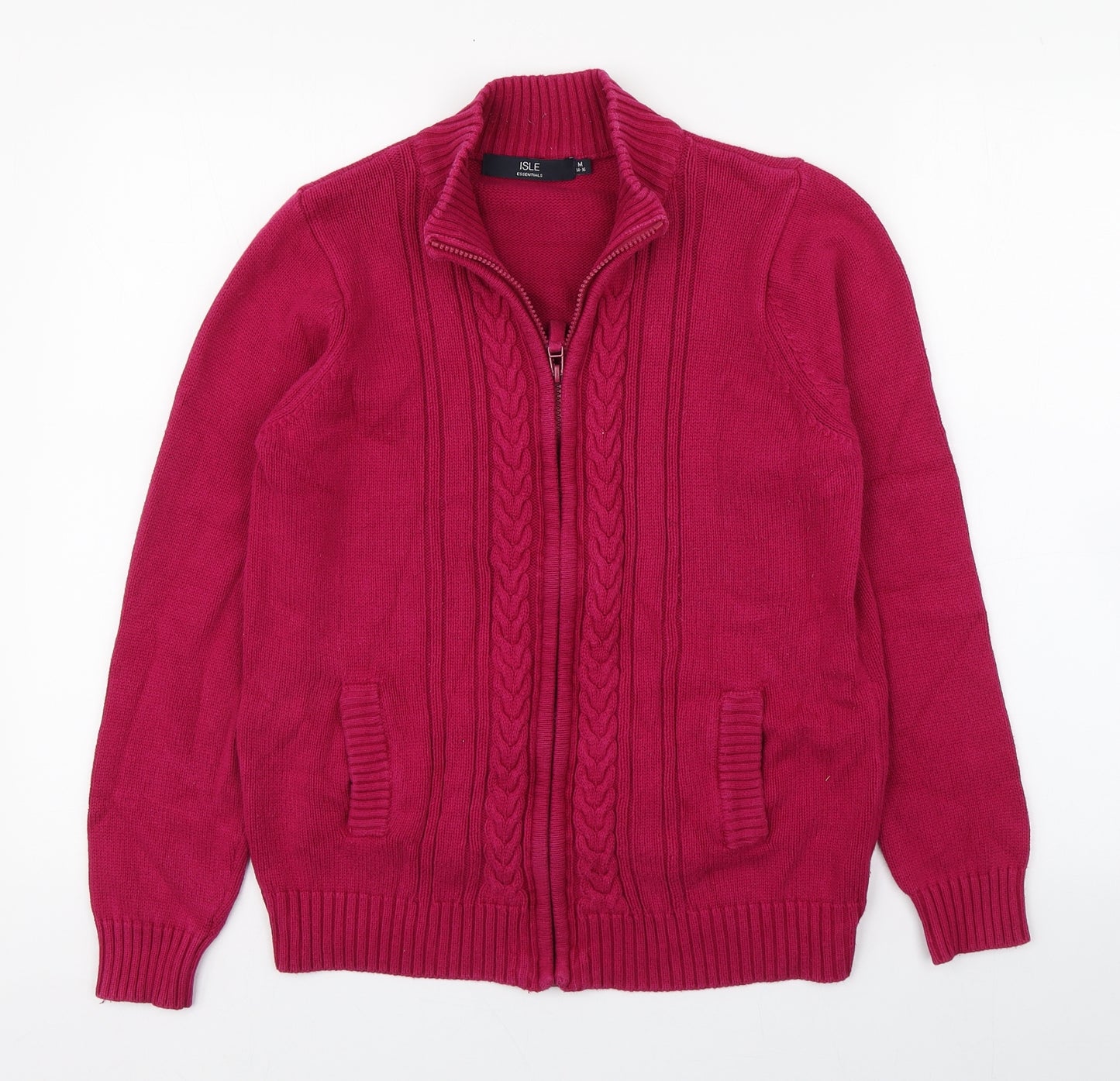 EWM Womens Pink High Neck  Cotton Full Zip Jumper Size M