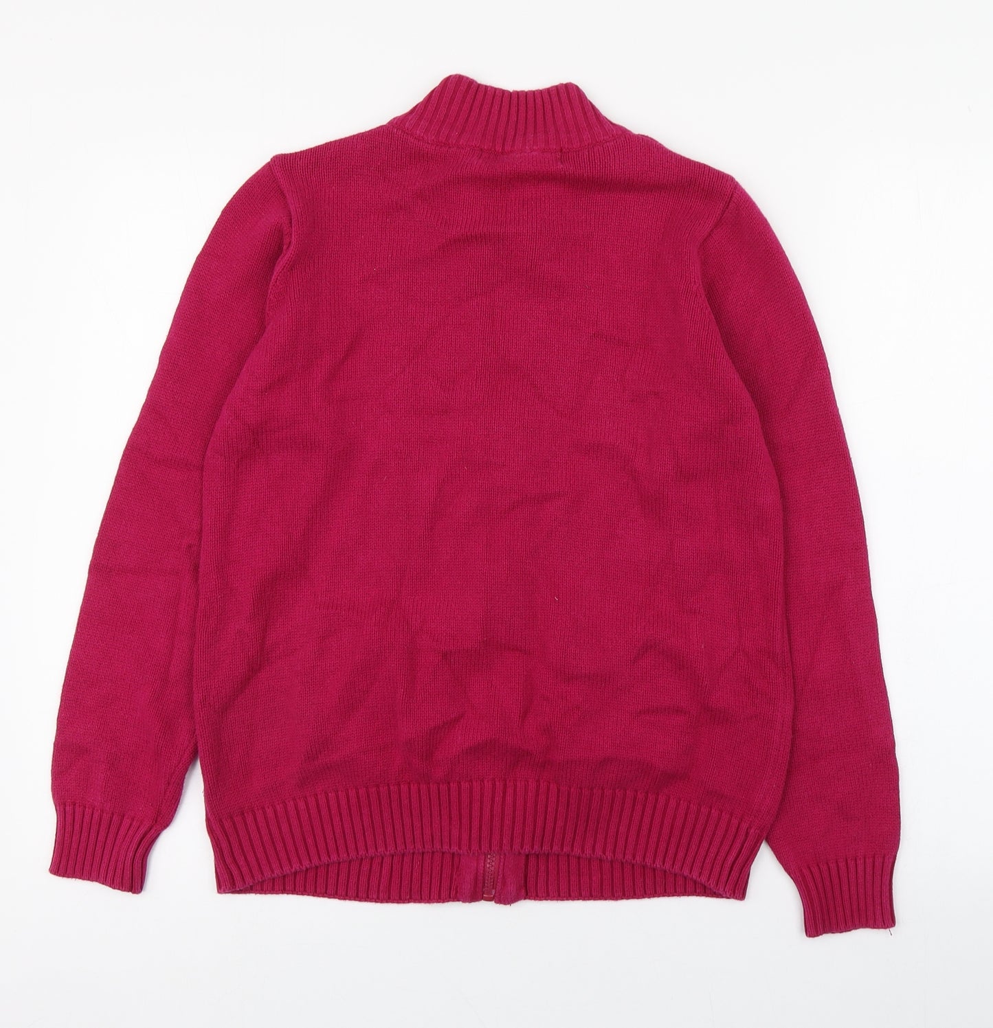 EWM Womens Pink High Neck  Cotton Full Zip Jumper Size M