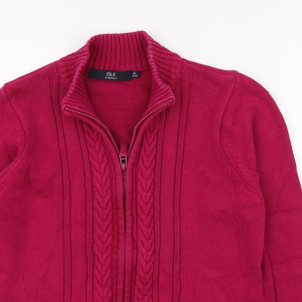 EWM Womens Pink High Neck  Cotton Full Zip Jumper Size M