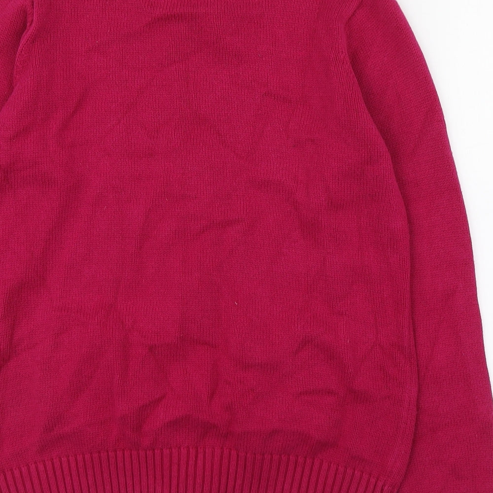 EWM Womens Pink High Neck  Cotton Full Zip Jumper Size M
