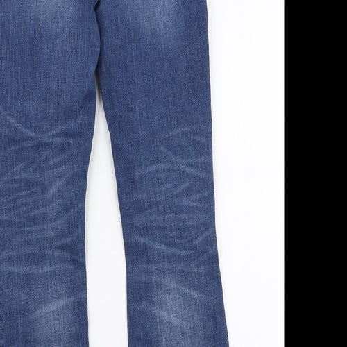 American Eagle Womens Blue  Cotton Flared Jeans Size 14 L28 in Regular Zip
