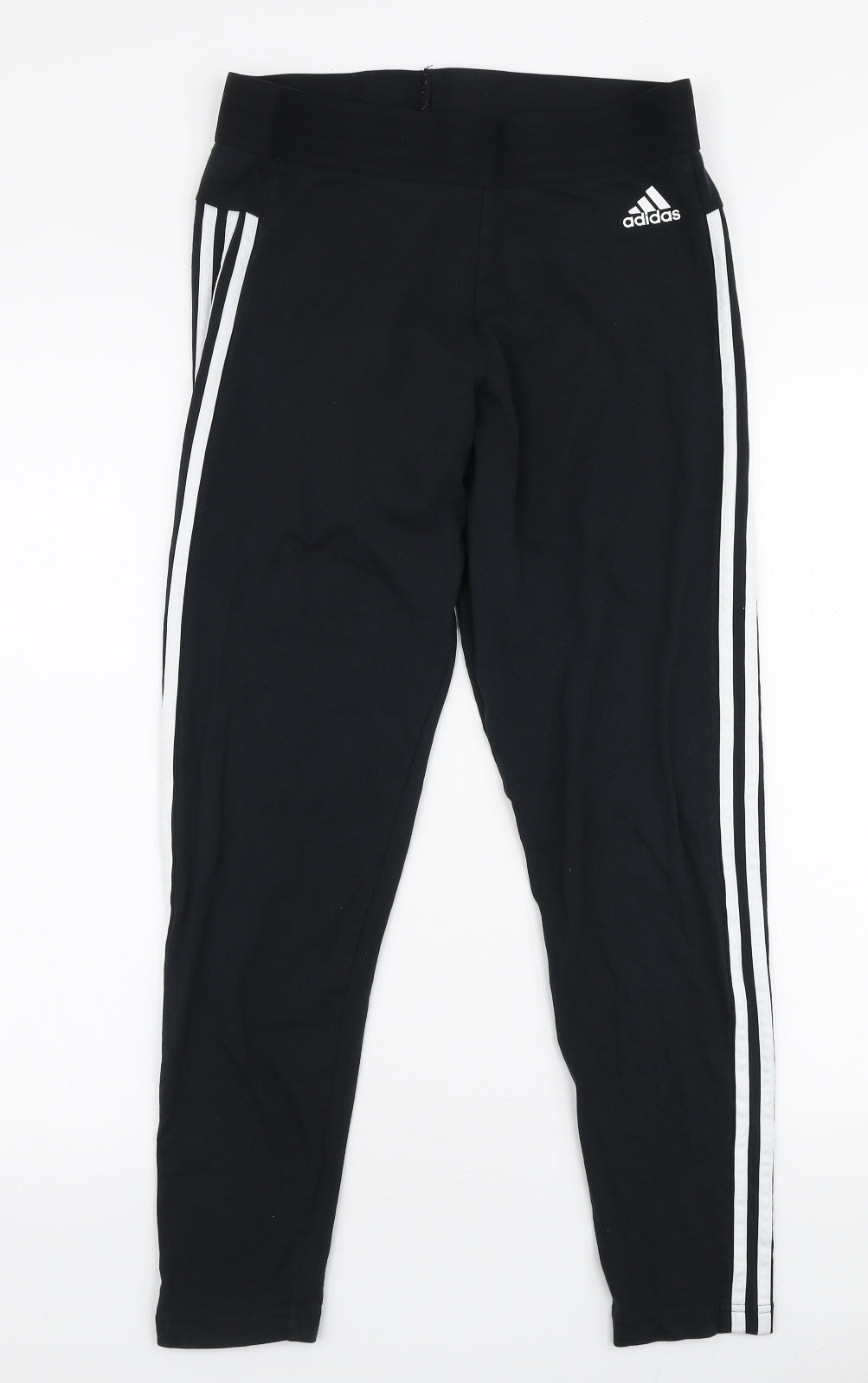 adidas Womens Black Striped Cotton Capri Leggings Size L L27 in