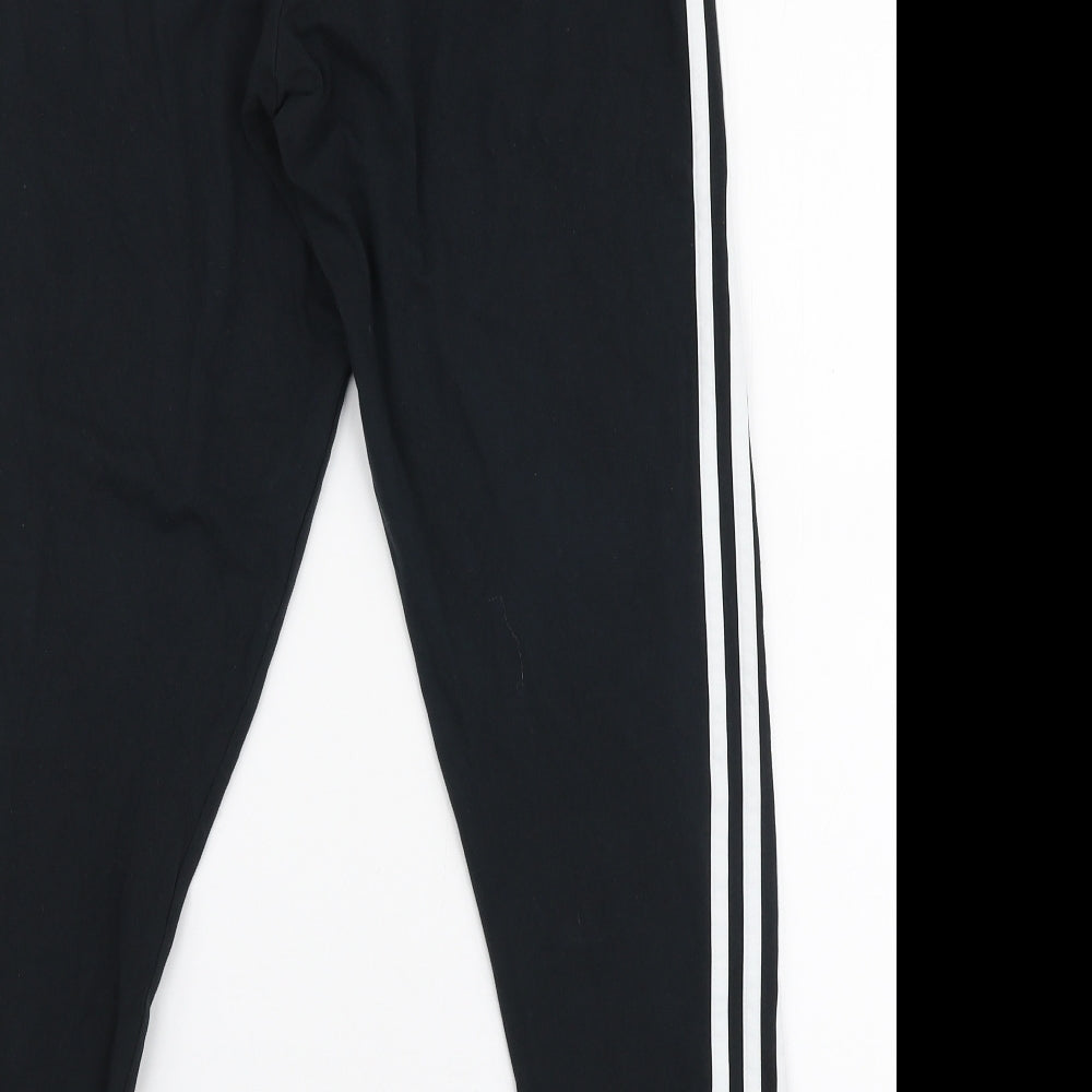 adidas Womens Black Striped Cotton Capri Leggings Size L L27 in