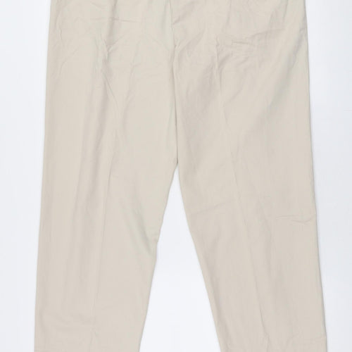 City Look Womens Beige  Polyester Chino Trousers Size 32 in L30 in Regular Zip