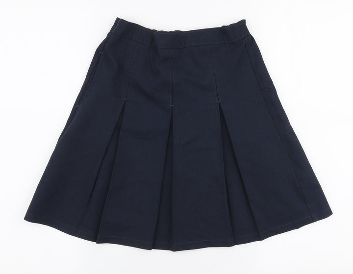 Marks and Spencer Girls Blue  Polyester Pleated Skirt Size 8-9 Years  Regular Zip