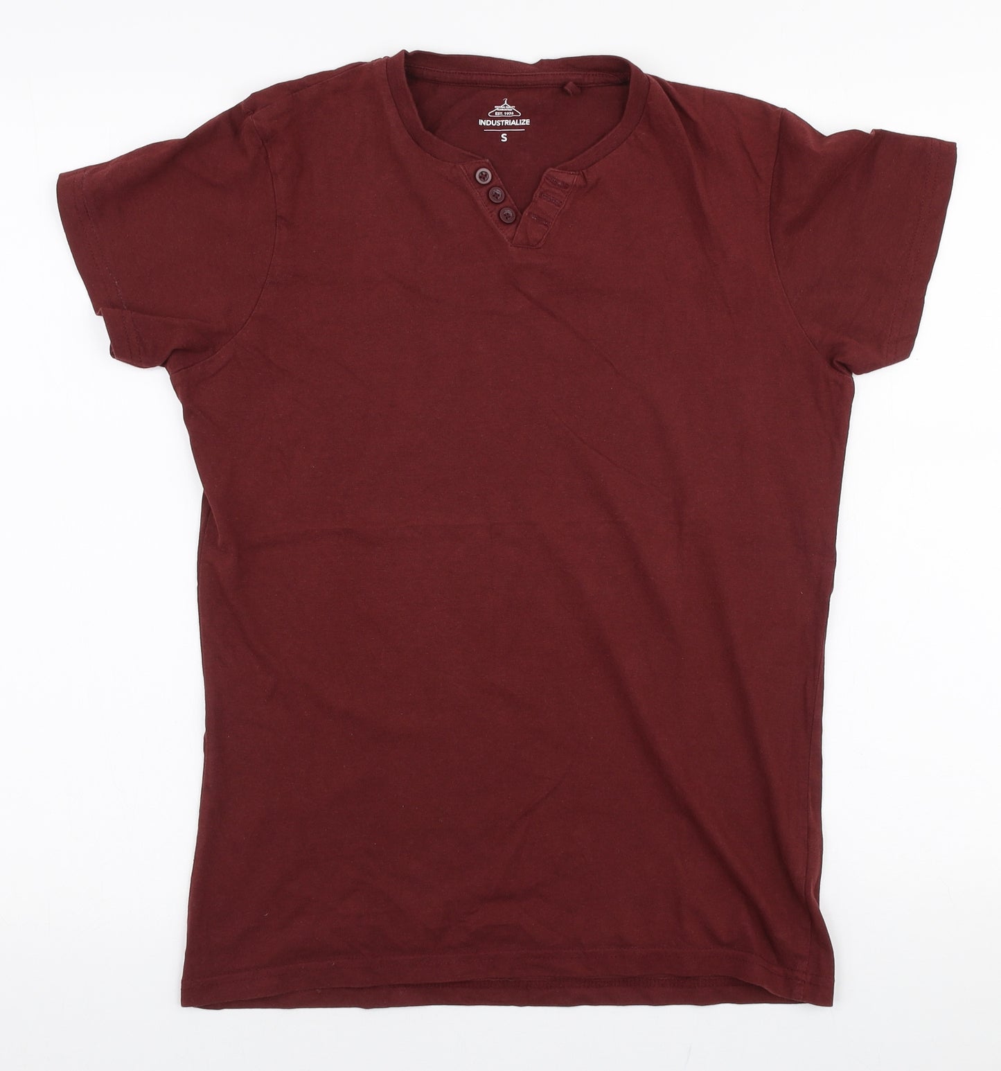 Industrialize Mens Red  Cotton  T-Shirt Size S V-Neck