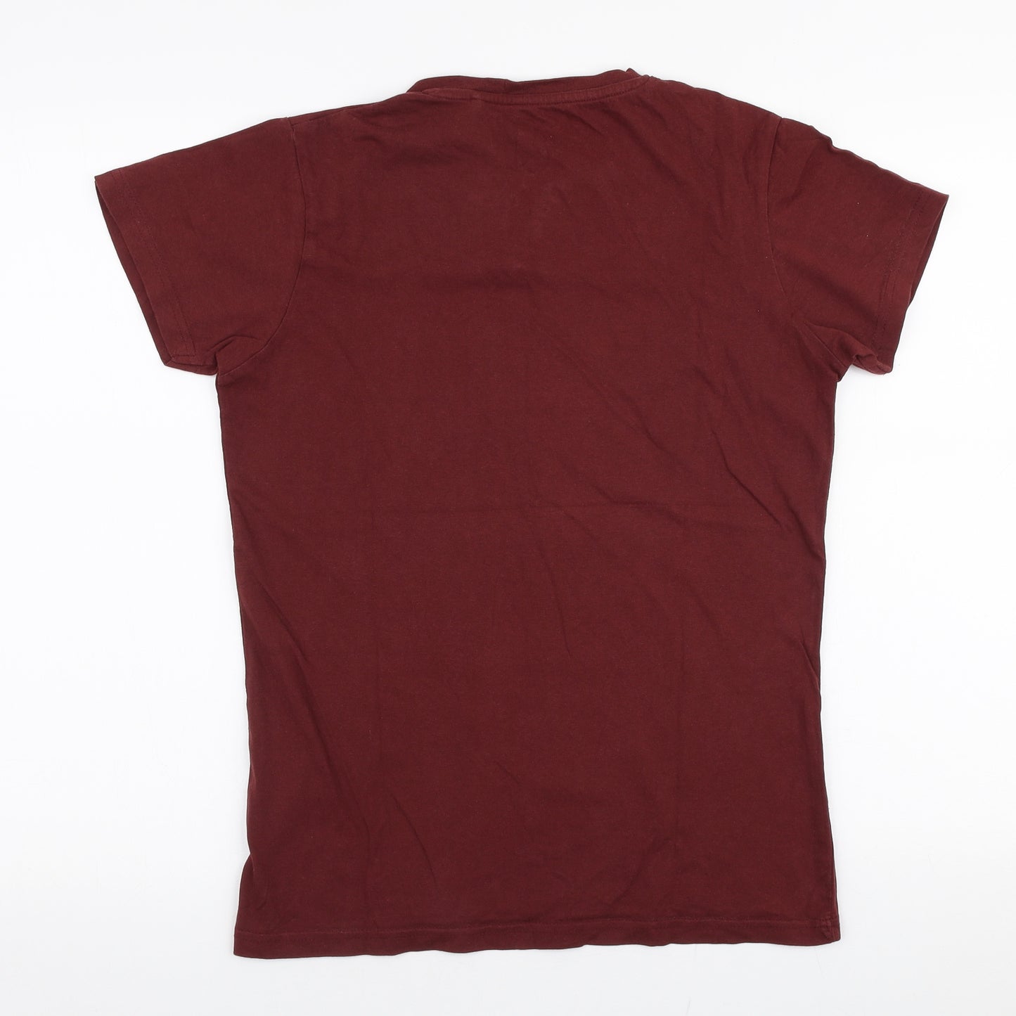 Industrialize Mens Red  Cotton  T-Shirt Size S V-Neck