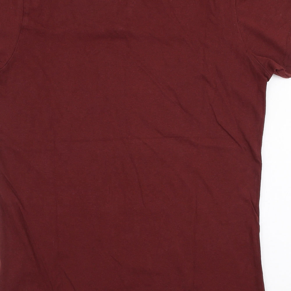 Industrialize Mens Red  Cotton  T-Shirt Size S V-Neck