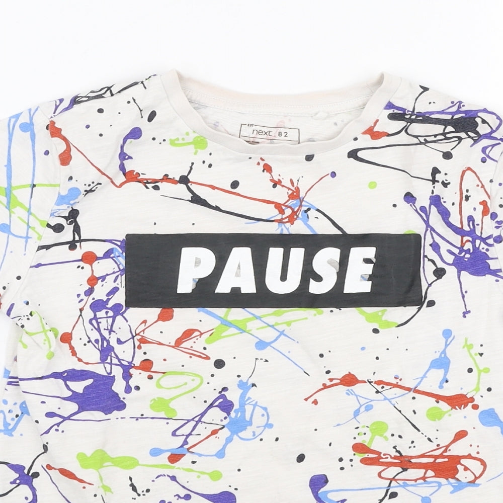 NEXT Boys Multicoloured  100% Cotton Jersey T-Shirt Size 7 Years Round Neck Pullover - Pause