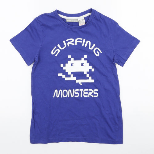 Hihawo Boys Blue  100% Cotton Jersey T-Shirt Size 10 Years Round Neck Pullover - Surfing monsters