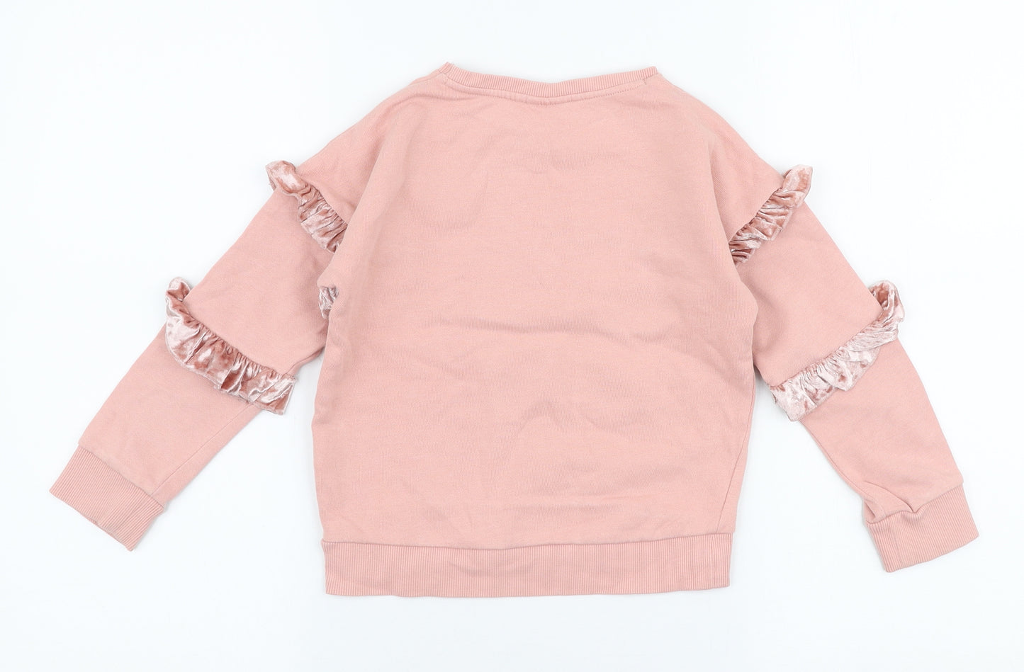 F&F Girls Pink  Cotton Pullover Sweatshirt Size 6-7 Years  Pullover - Love