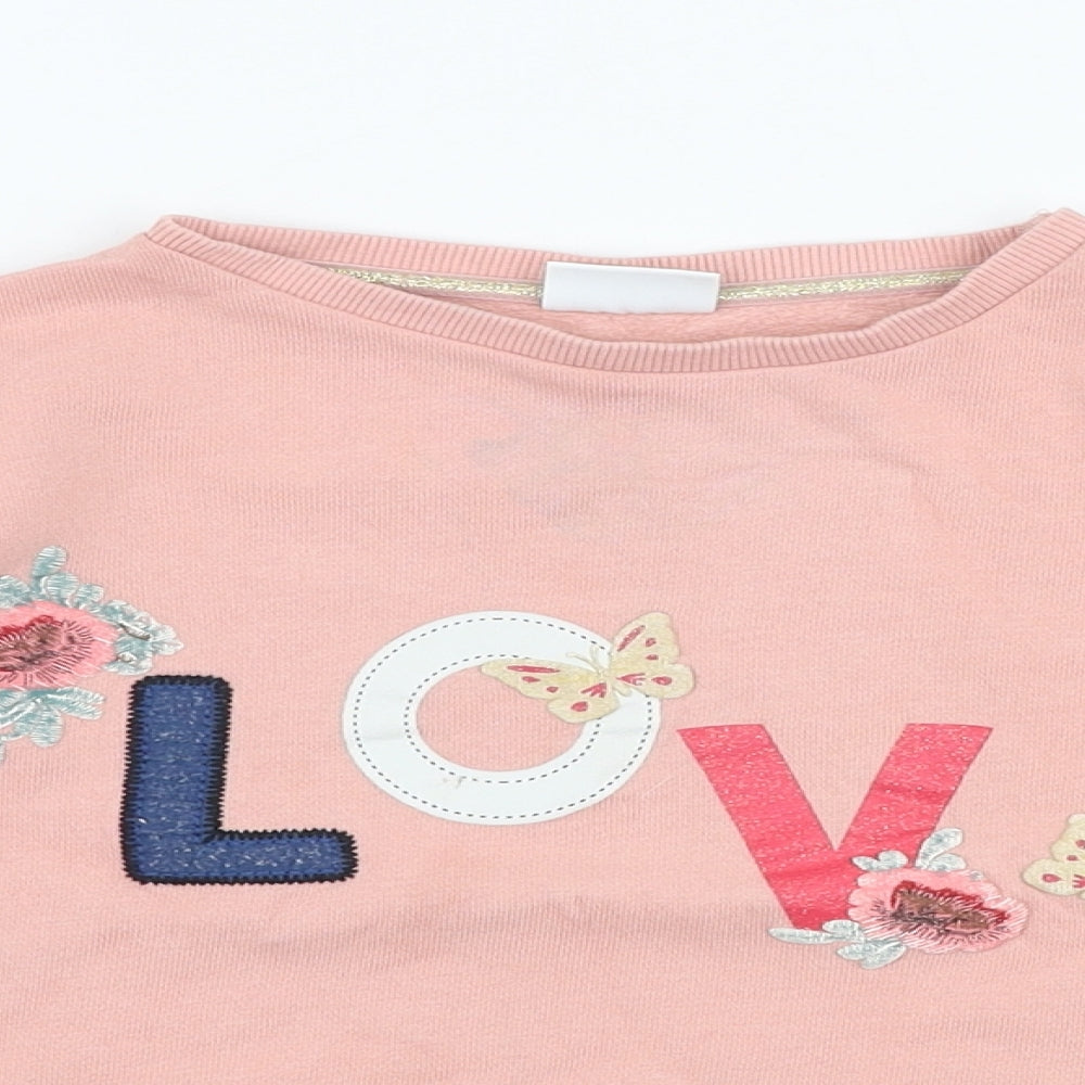 F&F Girls Pink  Cotton Pullover Sweatshirt Size 6-7 Years  Pullover - Love