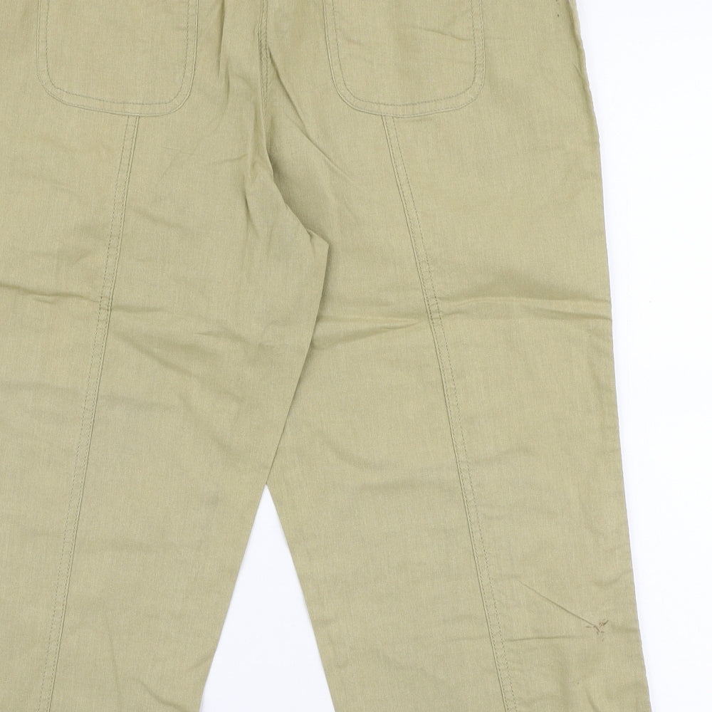 BM Womens Beige  Cotton Capri Trousers Size 14  Regular Drawstring