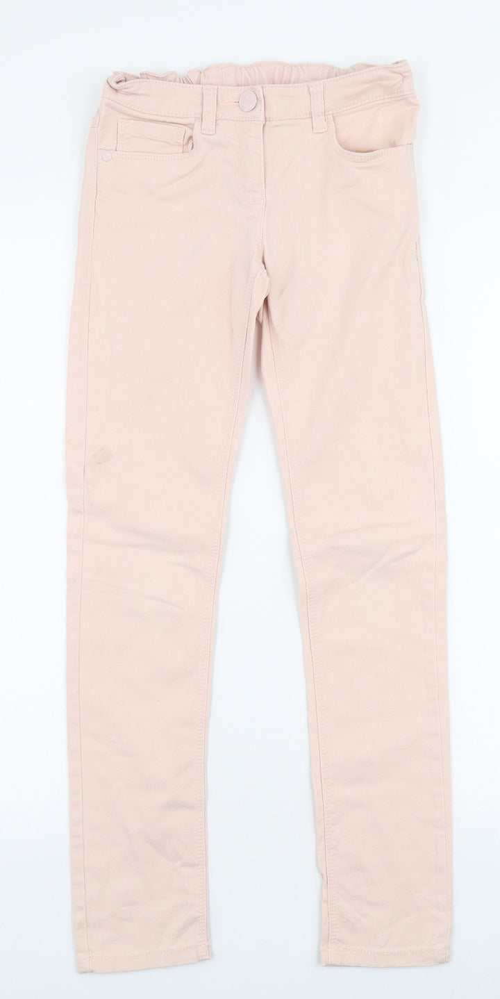 NEXT Girls Pink Cotton Skinny Jeans Size 10 Years Slim Zip