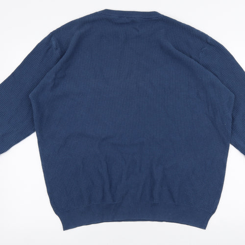 George Mens Blue Round Neck  Cotton Pullover Jumper Size XL