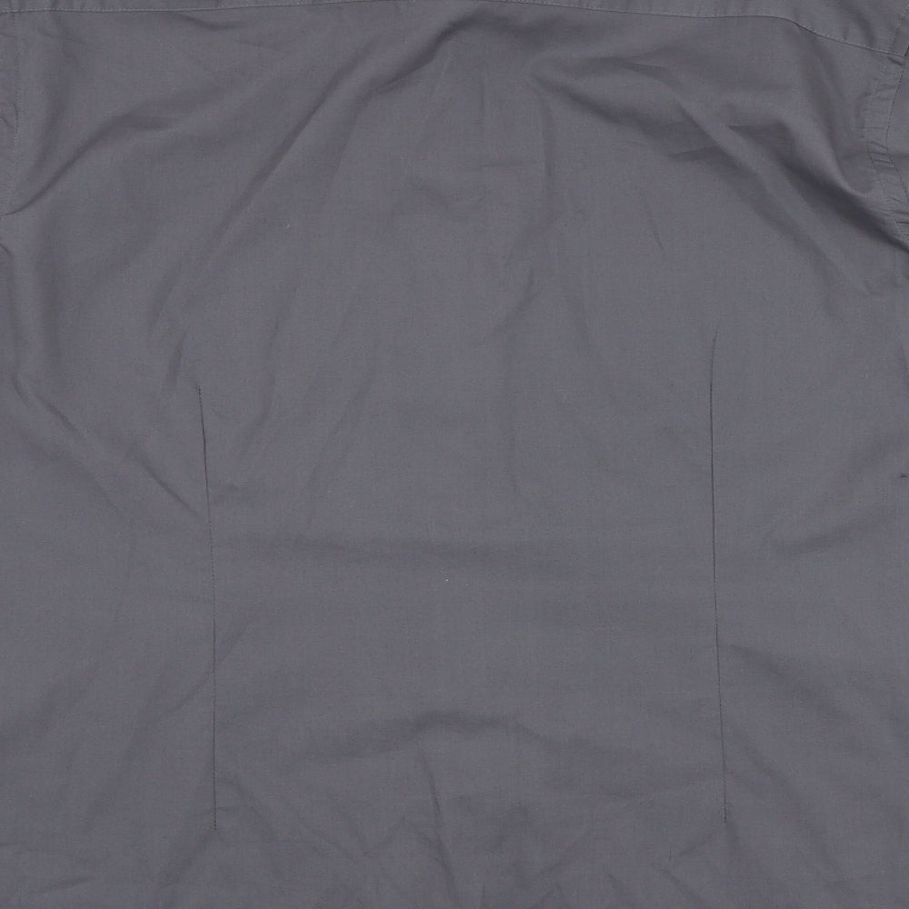 George Mens Grey  Polyester  Dress Shirt Size 16 Collared Button