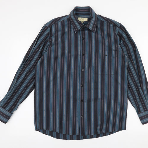 Daniel Granme Mens Multicoloured Striped Cotton  Button-Up Size M Collared Button