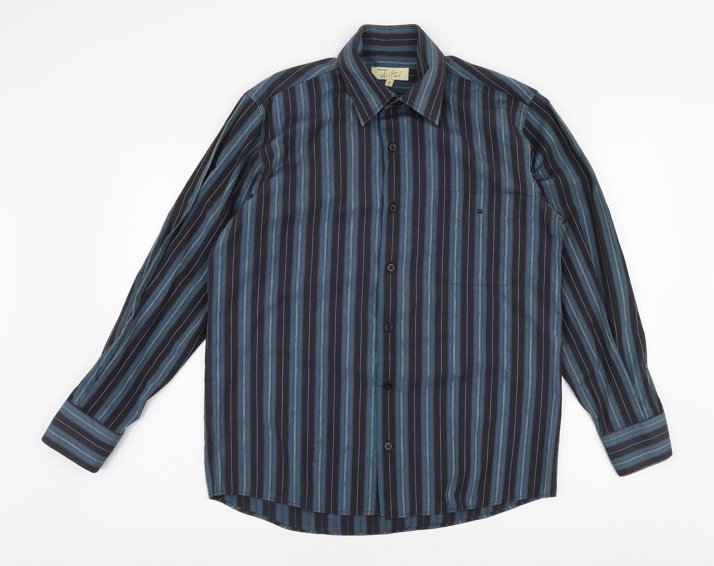 Daniel Granme Mens Multicoloured Striped Cotton  Button-Up Size M Collared Button