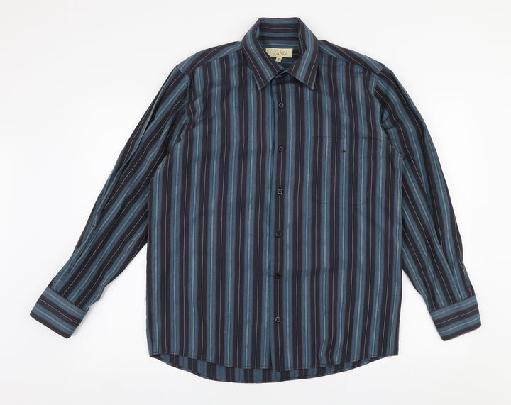 Daniel Granme Mens Multicoloured Striped Cotton  Button-Up Size M Collared Button