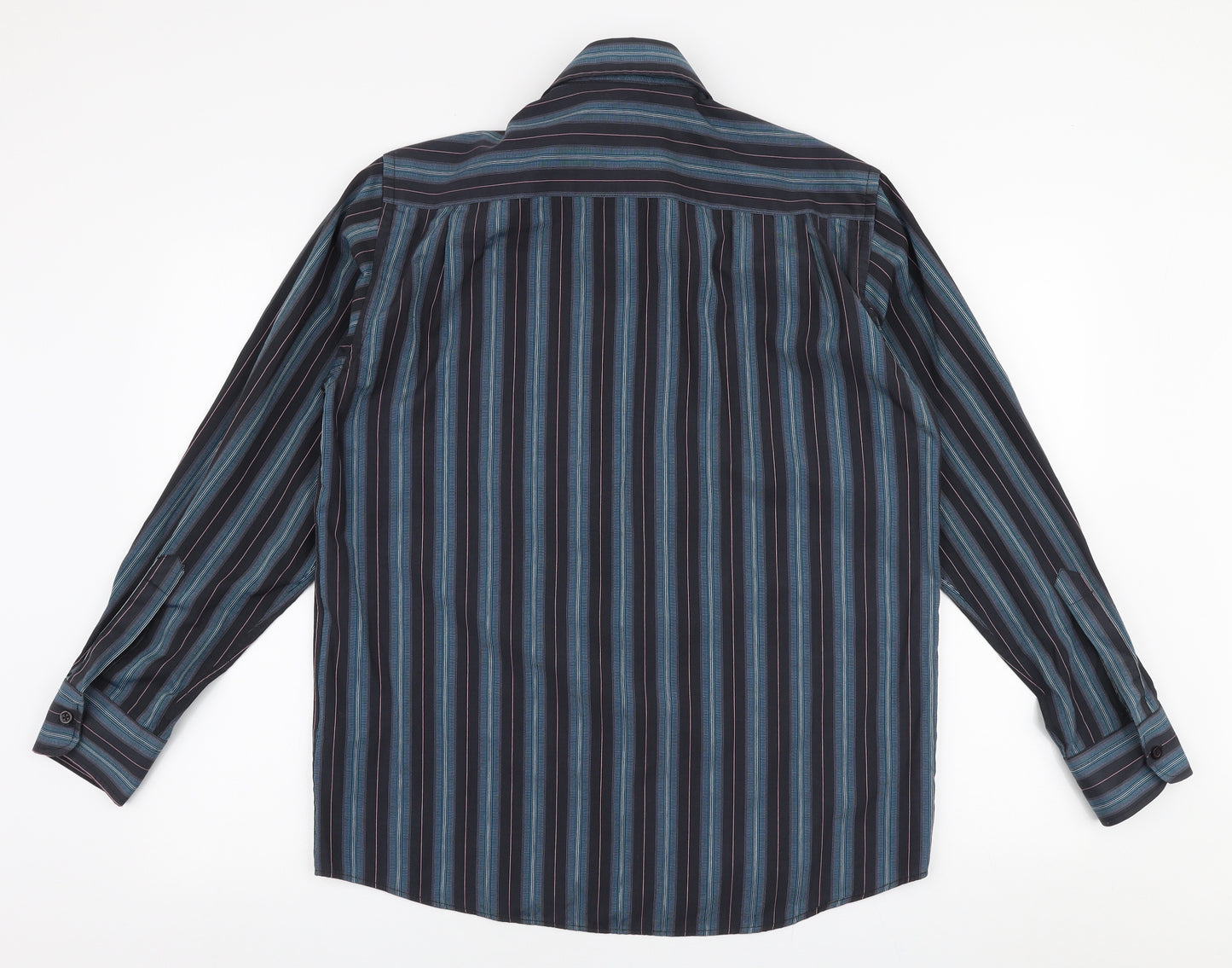 Daniel Granme Mens Multicoloured Striped Cotton  Button-Up Size M Collared Button