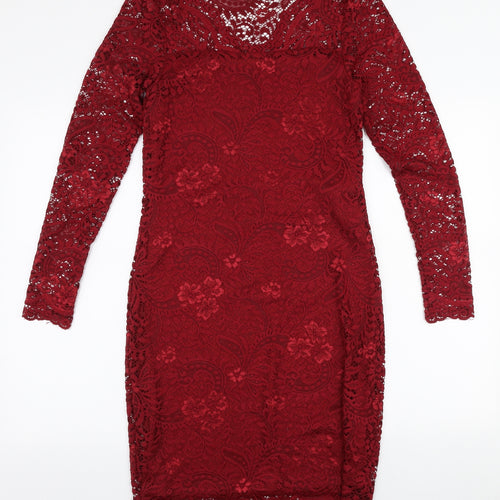 VERO MODA Womens Red  Polyester Pencil Dress  Size S  V-Neck Pullover