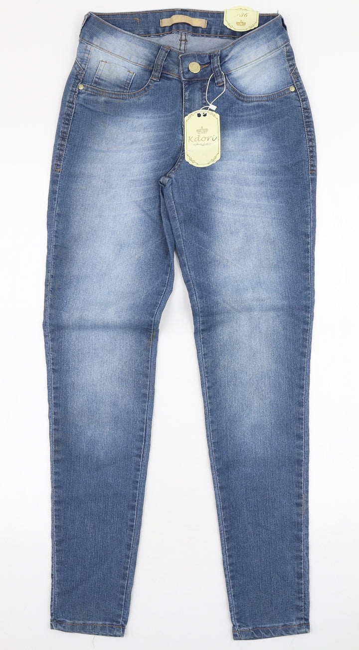 Kdori Womens Blue  Cotton Skinny Jeans Size 26 in L30 in Slim Zip