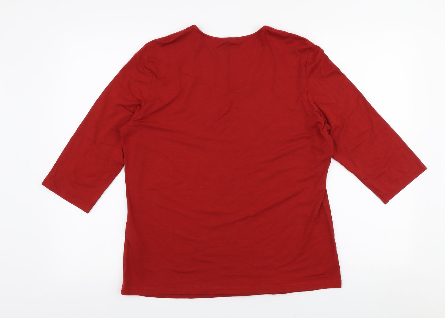 Olsen Womens Red  Viscose Jersey Blouse Size 18 Round Neck