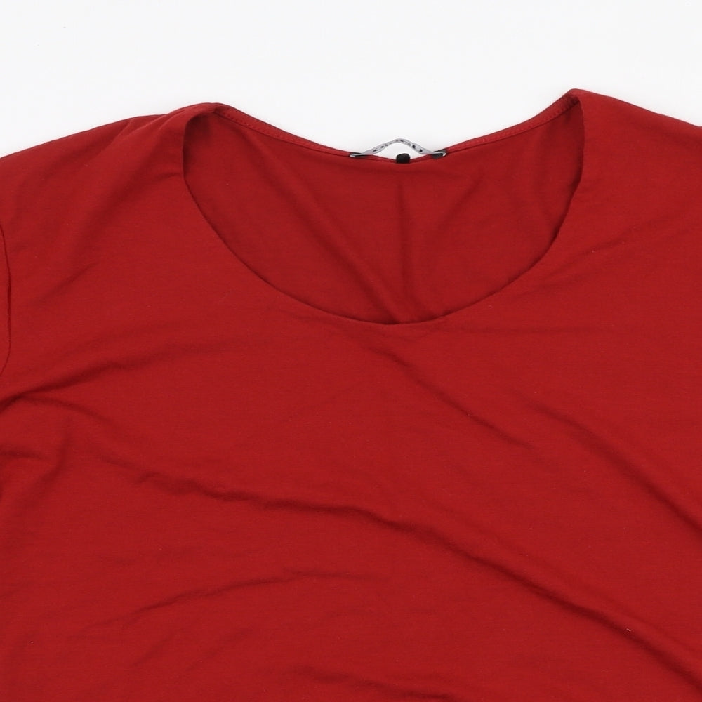 Olsen Womens Red  Viscose Jersey Blouse Size 18 Round Neck
