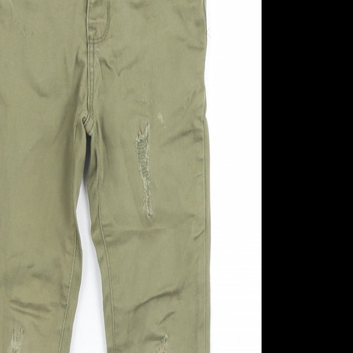 Denim Co Girls Green  Cotton Skinny Jeans Size 4-5 Years  Regular Button - Distressed