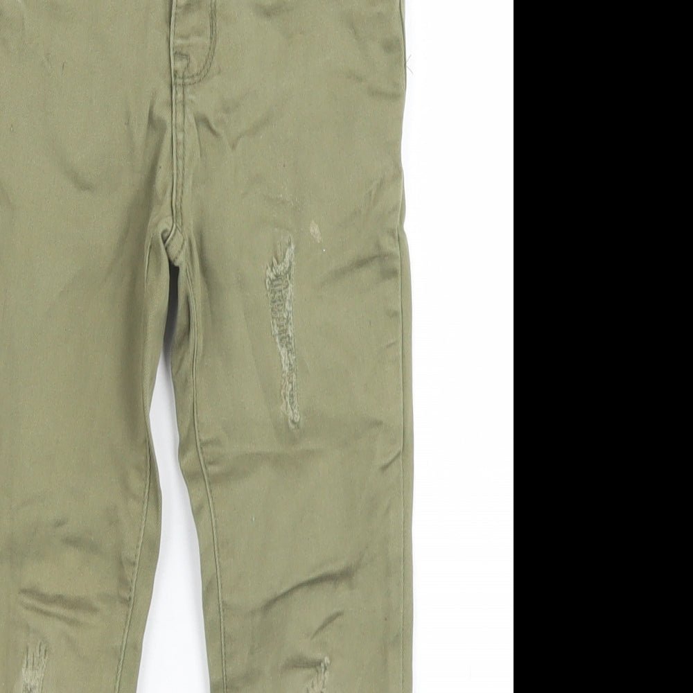 Denim Co Girls Green  Cotton Skinny Jeans Size 4-5 Years  Regular Button - Distressed