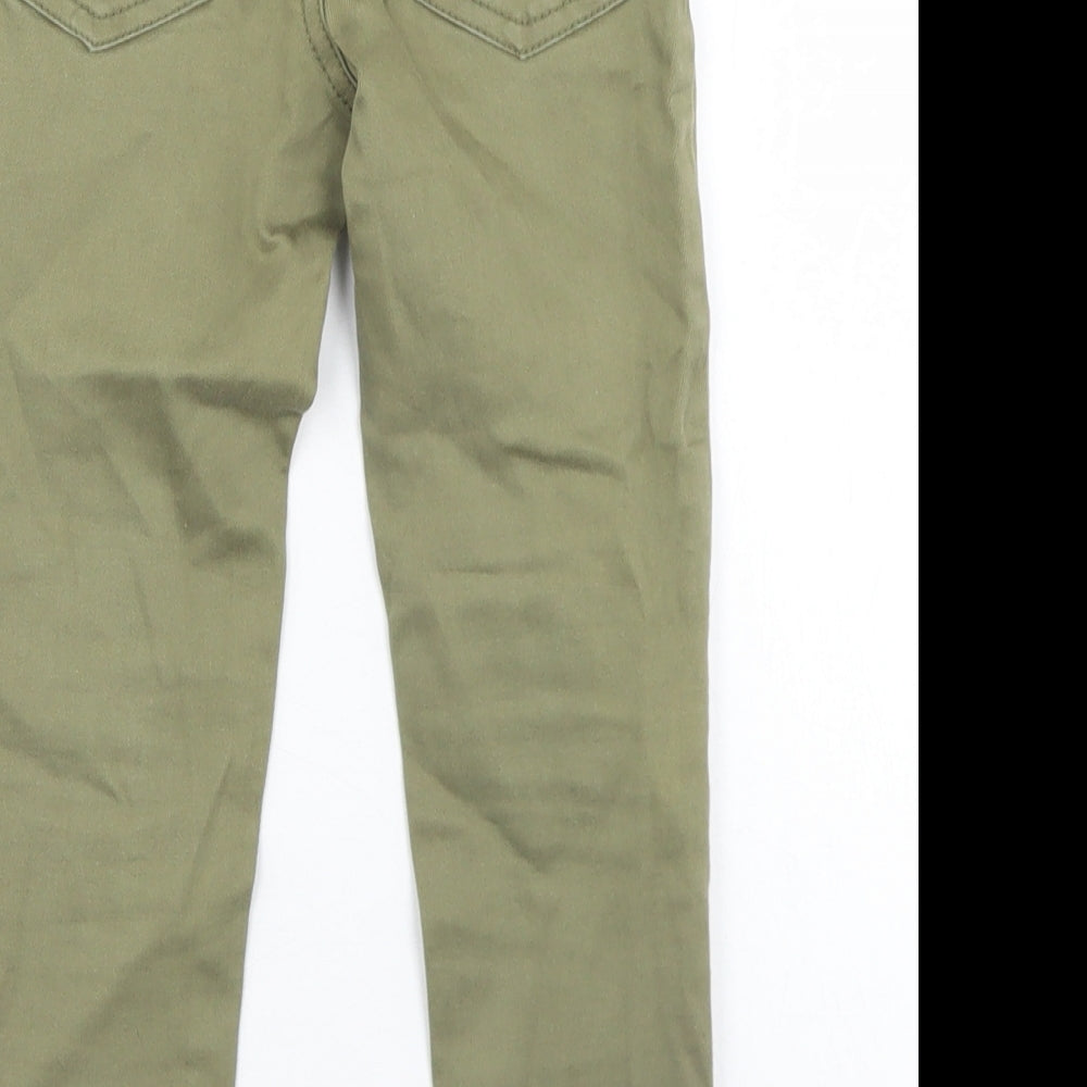 Denim Co Girls Green  Cotton Skinny Jeans Size 4-5 Years  Regular Button - Distressed