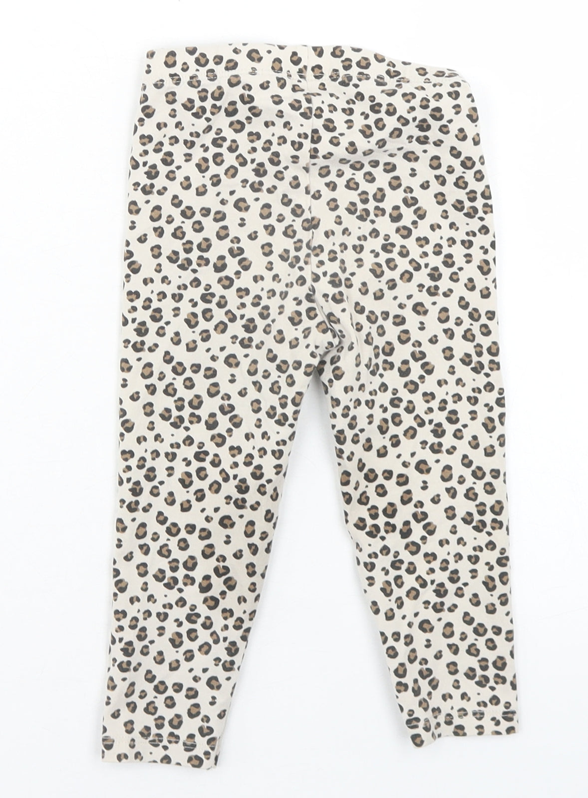 H&M Girls Beige Animal Print Cotton Jogger Trousers Size 12-18 Months